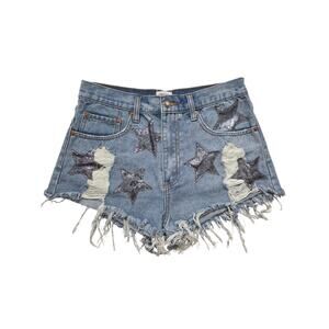 Twelve by Ontwelfth Sequin Star Denim Shorts Size Large